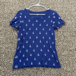 J.‎ Crew Collector Tee Small Blue Nautical Sailboat Print Graphic T-Shirt Cotton